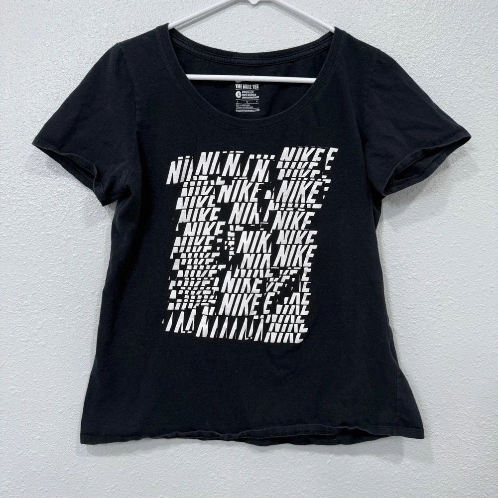 Nike Athletic Cut Tee Shirt Black Size Large Graphic Logo The Nike Tee